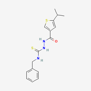 molecular formula C16H19N3OS2 B5847073 N-benzyl-2-[(5-isopropyl-3-thienyl)carbonyl]hydrazinecarbothioamide 