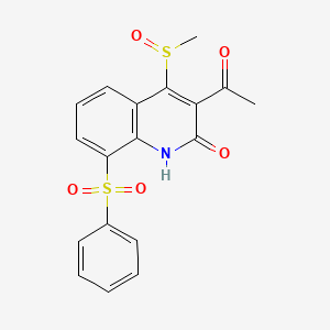 3-acetyl-8-(benzenesulfonyl)-4-methylsulfinyl-1H-quinolin-2-one