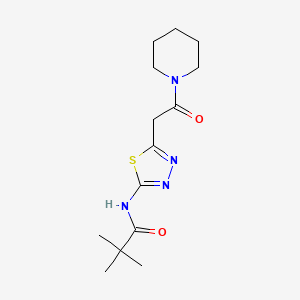 molecular formula C14H22N4O2S B5847224 2,2-dimethyl-N-{5-[2-oxo-2-(1-piperidinyl)ethyl]-1,3,4-thiadiazol-2-yl}propanamide 