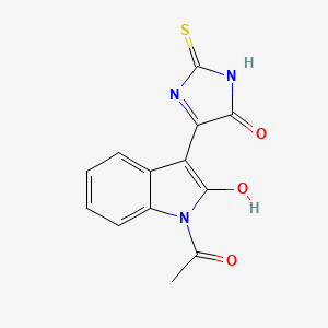 1-acetyl-3-(5-oxo-2-thioxo-4-imidazolidinylidene)-1,3-dihydro-2H-indol-2-one