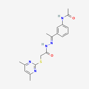 N-[3-(N-{[(4,6-dimethyl-2-pyrimidinyl)thio]acetyl}ethanehydrazonoyl)phenyl]acetamide