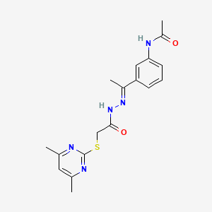 N-{3-[(1E)-1-({2-[(4,6-DIMETHYLPYRIMIDIN-2-YL)SULFANYL]ACETAMIDO}IMINO)ETHYL]PHENYL}ACETAMIDE