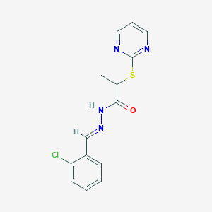 molecular formula C14H13ClN4OS B5847485 N'-(2-chlorobenzylidene)-2-(2-pyrimidinylthio)propanohydrazide 