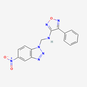 molecular formula C15H11N7O3 B5847601 N-[(5-nitro-1H-1,2,3-benzotriazol-1-yl)methyl]-4-phenyl-1,2,5-oxadiazol-3-amine 