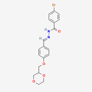 molecular formula C19H19BrN2O4 B5847630 4-bromo-N'-[4-(1,4-dioxan-2-ylmethoxy)benzylidene]benzohydrazide 