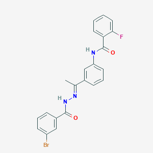 N-{3-[N-(3-bromobenzoyl)ethanehydrazonoyl]phenyl}-2-fluorobenzamide