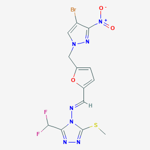 molecular formula C13H10BrF2N7O3S B5847691 N-({5-[(4-bromo-3-nitro-1H-pyrazol-1-yl)methyl]-2-furyl}methylene)-3-(difluoromethyl)-5-(methylthio)-4H-1,2,4-triazol-4-amine 