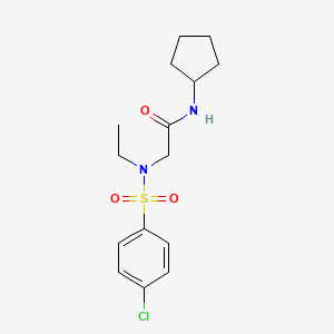 molecular formula C15H21ClN2O3S B5847704 N~2~-[(4-chlorophenyl)sulfonyl]-N~1~-cyclopentyl-N~2~-ethylglycinamide 