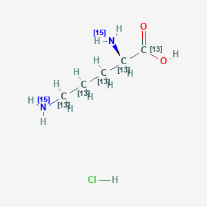 molecular formula C5H13ClN2O2 B584772 (2S)-2,5-bis(15N)(azanyl)(1,2,3,4,5-13C5)pentanoic acid;hydrochloride CAS No. 1346617-00-2