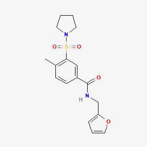 molecular formula C17H20N2O4S B5847932 N-(2-furylmethyl)-4-methyl-3-(pyrrolidin-1-ylsulfonyl)benzamide 