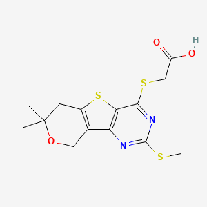 {[7,7-dimethyl-2-(methylthio)-6,9-dihydro-7H-pyrano[3',4':4,5]thieno[3,2-d]pyrimidin-4-yl]thio}acetic acid