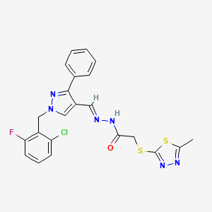 molecular formula C22H18ClFN6OS2 B5848188 N'-{[1-(2-chloro-6-fluorobenzyl)-3-phenyl-1H-pyrazol-4-yl]methylene}-2-[(5-methyl-1,3,4-thiadiazol-2-yl)thio]acetohydrazide 