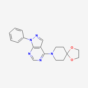 molecular formula C18H19N5O2 B5848322 8-(1-苯基-1H-吡唑并[3,4-d]嘧啶-4-基)-1,4-二氧杂-8-氮杂螺[4.5]癸烷 