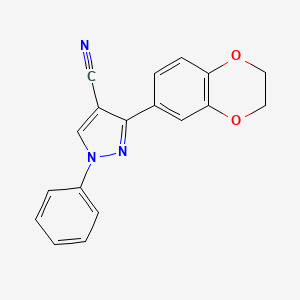 molecular formula C18H13N3O2 B5848418 3-(2,3-dihydro-1,4-benzodioxin-6-yl)-1-phenyl-1H-pyrazole-4-carbonitrile 