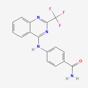 molecular formula C16H11F3N4O B5848426 4-{[2-(trifluoromethyl)-4-quinazolinyl]amino}benzamide 