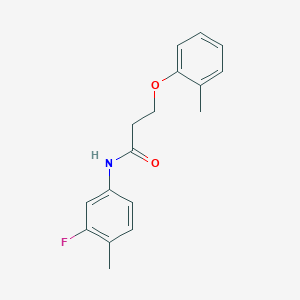 molecular formula C17H18FNO2 B5848490 N-(3-fluoro-4-methylphenyl)-3-(2-methylphenoxy)propanamide 