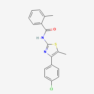 molecular formula C18H15ClN2OS B5848762 N-[4-(4-chlorophenyl)-5-methyl-1,3-thiazol-2-yl]-2-methylbenzamide 