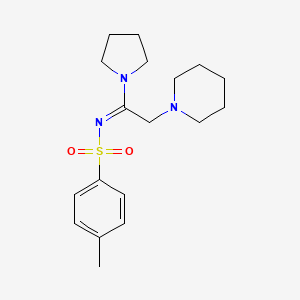 molecular formula C18H27N3O2S B5848836 4-methyl-N-[2-(1-piperidinyl)-1-(1-pyrrolidinyl)ethylidene]benzenesulfonamide 