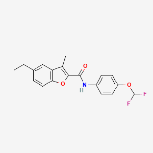 molecular formula C19H17F2NO3 B5848927 N-[4-(difluoromethoxy)phenyl]-5-ethyl-3-methyl-1-benzofuran-2-carboxamide 