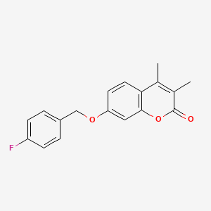 molecular formula C18H15FO3 B5849063 7-[(4-氟苄基)氧基]-3,4-二甲基-2H-色满-2-酮 