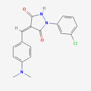 molecular formula C18H16ClN3O2 B5849065 1-(3-chlorophenyl)-4-[4-(dimethylamino)benzylidene]-3,5-pyrazolidinedione 