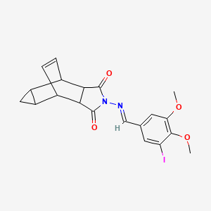 4-[(3-iodo-4,5-dimethoxybenzylidene)amino]-4-azatetracyclo[5.3.2.0~2,6~.0~8,10~]dodec-11-ene-3,5-dione