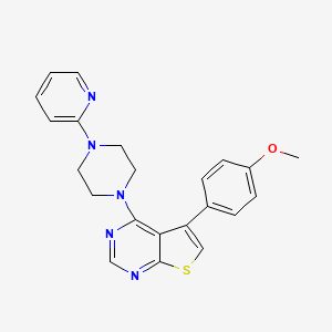 molecular formula C22H21N5OS B5849109 5-(4-methoxyphenyl)-4-[4-(2-pyridinyl)-1-piperazinyl]thieno[2,3-d]pyrimidine 