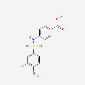 molecular formula C17H19NO5S B5849190 ethyl 4-{[(4-methoxy-3-methylphenyl)sulfonyl]amino}benzoate 