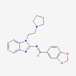 molecular formula C21H22N4O2 B5849494 N-(1,3-benzodioxol-5-ylmethylene)-1-[2-(1-pyrrolidinyl)ethyl]-1H-benzimidazol-2-amine 