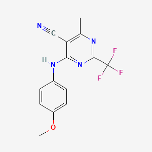 molecular formula C14H11F3N4O B5849535 4-[(4-methoxyphenyl)amino]-6-methyl-2-(trifluoromethyl)-5-pyrimidinecarbonitrile 
