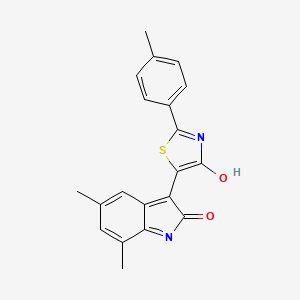 molecular formula C20H16N2O2S B5849563 5,7-dimethyl-3-[2-(4-methylphenyl)-4-oxo-1,3-thiazol-5(4H)-ylidene]-1,3-dihydro-2H-indol-2-one 