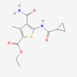 molecular formula C13H16N2O4S B5849634 ethyl 4-(aminocarbonyl)-5-[(cyclopropylcarbonyl)amino]-3-methyl-2-thiophenecarboxylate 