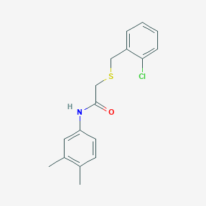 molecular formula C17H18ClNOS B5849726 2-[(2-chlorobenzyl)thio]-N-(3,4-dimethylphenyl)acetamide 