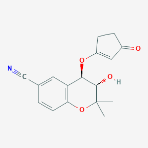 molecular formula C17H17NO4 B058500 (3S,4R)-3-羟基-2,2-二甲基-4-(3-氧代环戊烯-1-基)氧基-3,4-二氢色烯-6-腈 CAS No. 121055-10-5