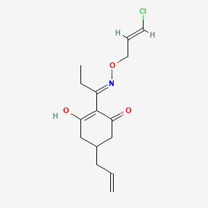 molecular formula C15H20ClNO3 B585002 2-[1-({[(2E)-3-Chloroprop-2-en-1-yl]oxy}amino)propylidene]-5-(prop-2-en-1-yl)cyclohexane-1,3-dione CAS No. 111031-60-8