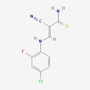 3-[(4-chloro-2-fluorophenyl)amino]-2-cyano-2-propenethioamide