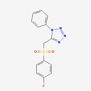 molecular formula C14H11FN4O2S B5850174 5-{[(4-fluorophenyl)sulfonyl]methyl}-1-phenyl-1H-tetrazole 