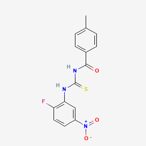 molecular formula C15H12FN3O3S B5850232 N-{[(2-fluoro-5-nitrophenyl)amino]carbonothioyl}-4-methylbenzamide 