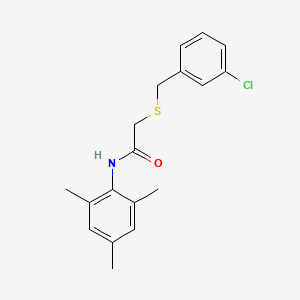 molecular formula C18H20ClNOS B5850419 2-[(3-chlorobenzyl)thio]-N-mesitylacetamide 