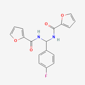 molecular formula C17H13FN2O4 B5850430 N,N'-[(4-fluorophenyl)methylene]di(2-furamide) 