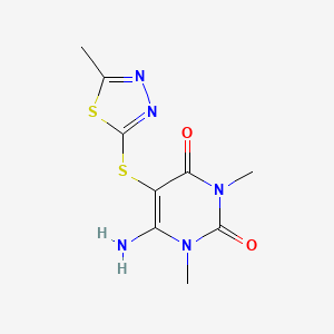 molecular formula C9H11N5O2S2 B5850448 6-amino-1,3-dimethyl-5-[(5-methyl-1,3,4-thiadiazol-2-yl)thio]-2,4(1H,3H)-pyrimidinedione 