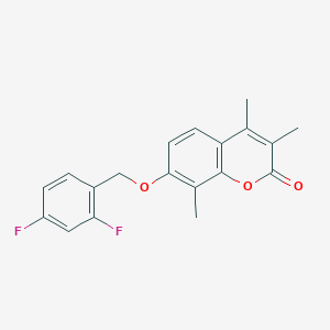 molecular formula C19H16F2O3 B5850477 7-[(2,4-difluorobenzyl)oxy]-3,4,8-trimethyl-2H-chromen-2-one 