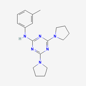 molecular formula C18H24N6 B5850490 N-(3-methylphenyl)-4,6-di-1-pyrrolidinyl-1,3,5-triazin-2-amine 