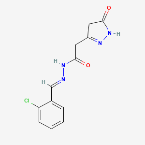 molecular formula C12H11ClN4O2 B5850534 N'-(2-chlorobenzylidene)-2-(5-oxo-4,5-dihydro-1H-pyrazol-3-yl)acetohydrazide 