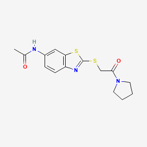 molecular formula C15H17N3O2S2 B5850620 N-(2-{[2-oxo-2-(1-pyrrolidinyl)ethyl]thio}-1,3-benzothiazol-6-yl)acetamide 