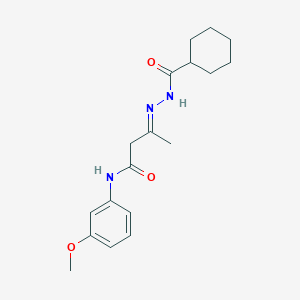 molecular formula C18H25N3O3 B5850623 3-[(cyclohexylcarbonyl)hydrazono]-N-(3-methoxyphenyl)butanamide 