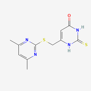 molecular formula C11H12N4OS2 B5850648 6-{[(4,6-dimethyl-2-pyrimidinyl)thio]methyl}-2-mercapto-4-pyrimidinol 