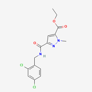 molecular formula C15H15Cl2N3O3 B5850669 ethyl 3-{[(2,4-dichlorobenzyl)amino]carbonyl}-1-methyl-1H-pyrazole-5-carboxylate 