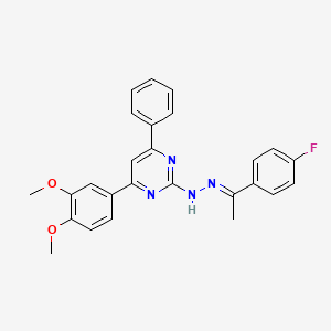 1-(4-fluorophenyl)ethanone [4-(3,4-dimethoxyphenyl)-6-phenyl-2-pyrimidinyl]hydrazone