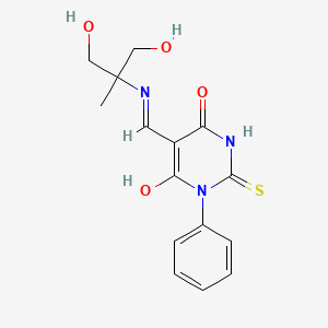 molecular formula C15H17N3O4S B5850845 5-({[2-hydroxy-1-(hydroxymethyl)-1-methylethyl]amino}methylene)-1-phenyl-2-thioxodihydro-4,6(1H,5H)-pyrimidinedione 